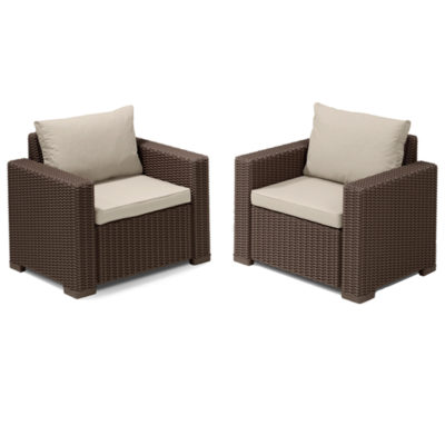 Rattan 2-Piece California Armchair Set - Brown Rattan 2-Piece California Armchair Set - Brown